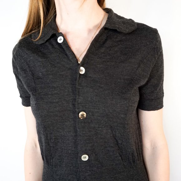 538. TRICOT COMME DES GARCONS Knit Button-Down Dress Small - Picture 3 of 7